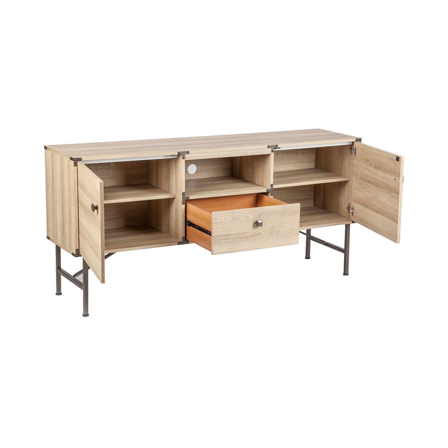 Langer Light Oak Media Console with Storage, Light Oak King Size