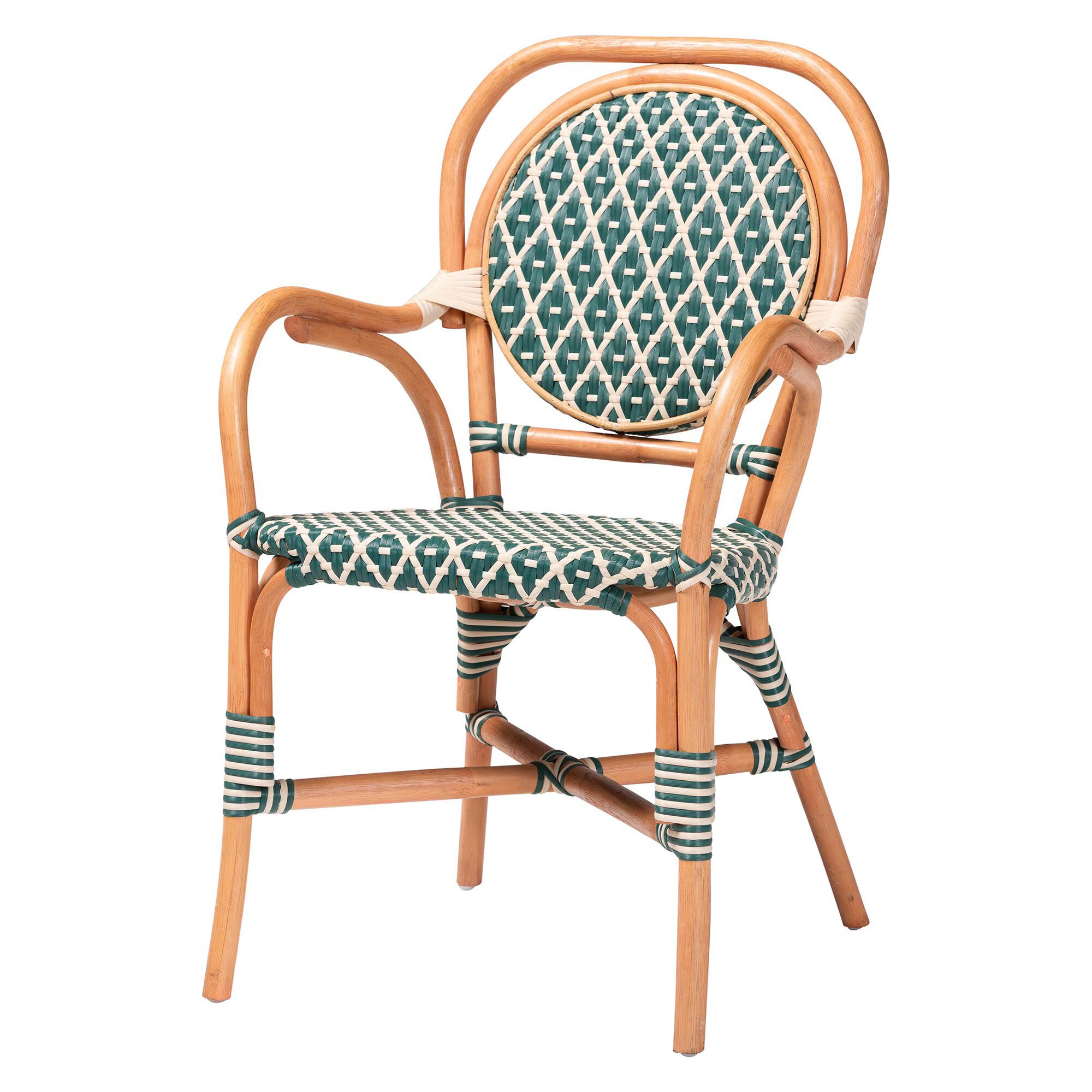 Mattie Rattan Bistro Chair, GREEN, alternate image number 1
