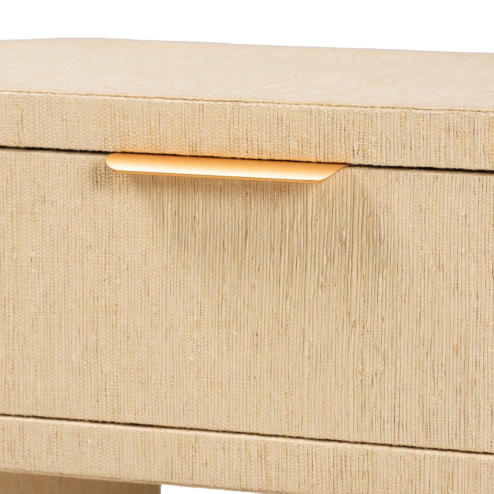 Beauford Grasscloth 1-Drawer Nightstand with Open Shelf, BROWN, alternate image number 6