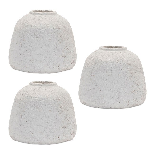 Distressed Terra Cotta Bud Vase (Set of 3), WHITE, alternate image number 1
