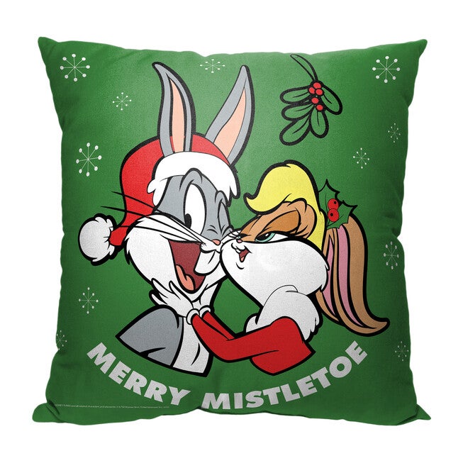 Wb Looney Tunes Merry Mistletoe Printed Throw Pillow, O, hi-res image number 0