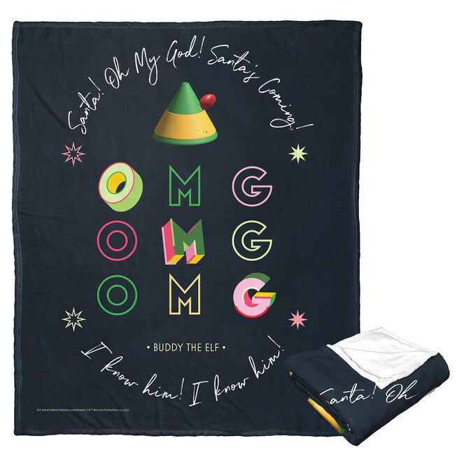 Wb Elf Omg Santa Silk Touch Throw Blanket, O, hi-res image number null