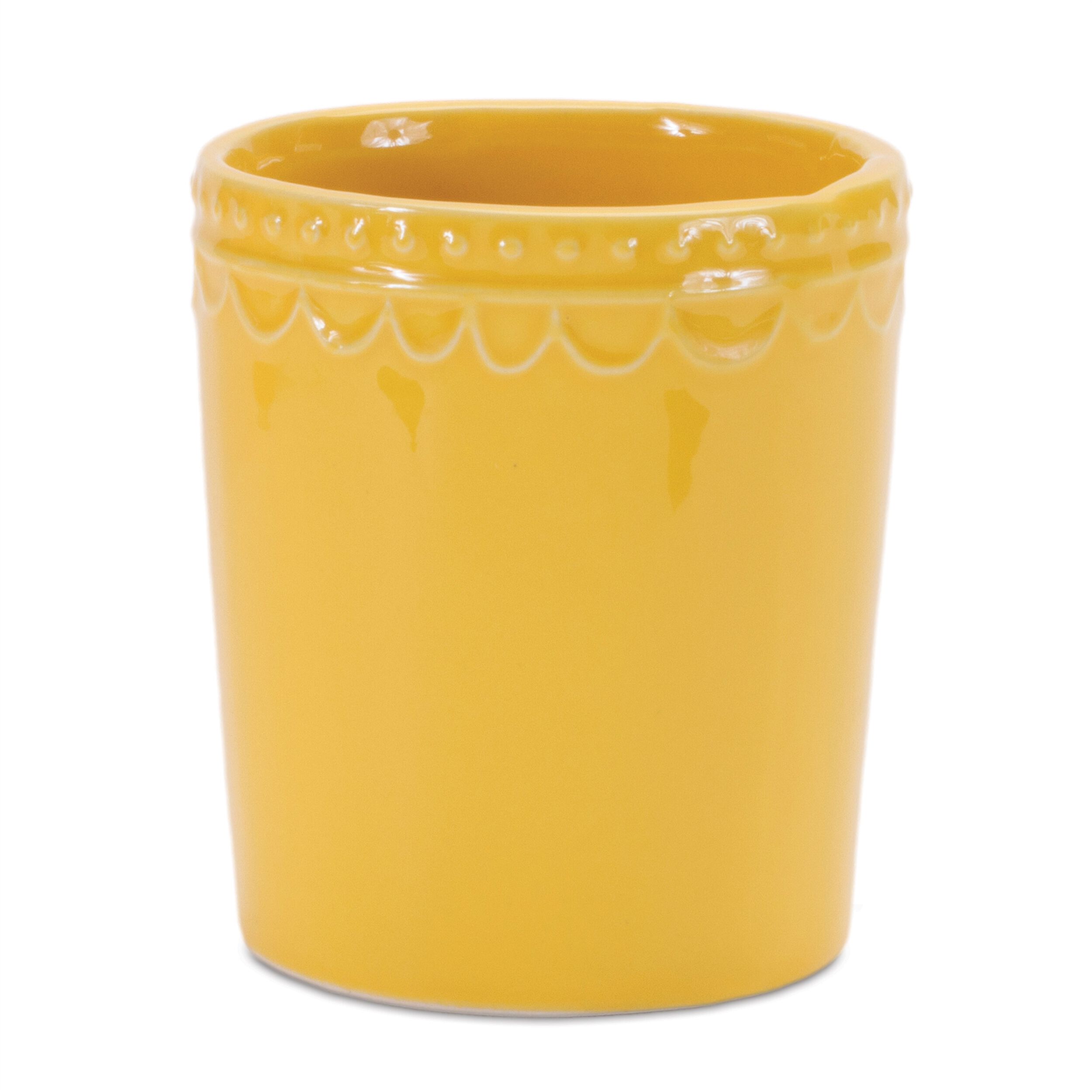 Stoneware Bud Vase Set of 2, YELLOW PINK, alternate image number 1