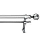 Imperial Ball Double Window Curtain Rod Set Window, BRUSHED NICKEL, hi-res image number null