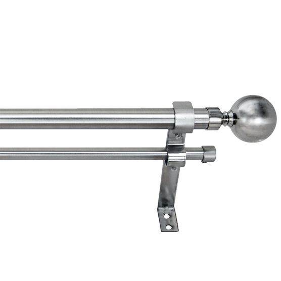 Imperial Ball Double Window Curtain Rod Set Window, BRUSHED NICKEL, hi-res image number null