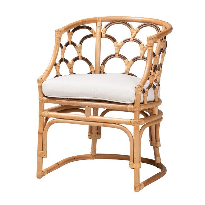 Aster Modern Bohemian Natural Brown Rattan Armchair, WHITE NATURAL BROWN, hi-res image number null