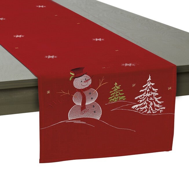 Embroidered Snowman Table Runner, , alternate image number 4