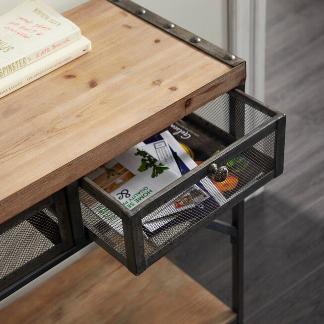 Brown Industrial Metal Console Table, 32 x 43, , alternate image number null