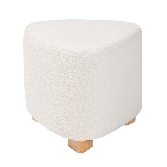 Brielle Modern And Contemporary Ivory Boucle Upholstered And Natural Brown Finished Wood Ottoman, , on-hover image number 1