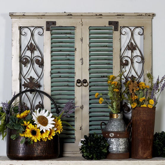 Beige Rustic Floral Wood Wall Décor, , alternate image number null