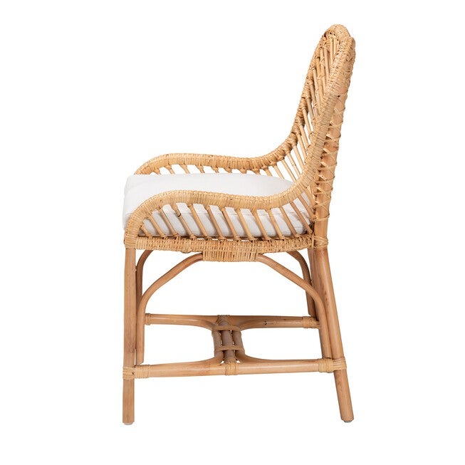 Arween Modern Bohemian Natural Brown Rattan Dining Chair, , alternate image number 2