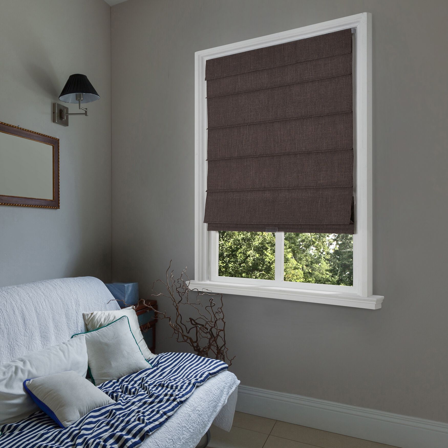 Cordless Blackout Fabric Roman Shades, COFFEE, hi-res image number 0