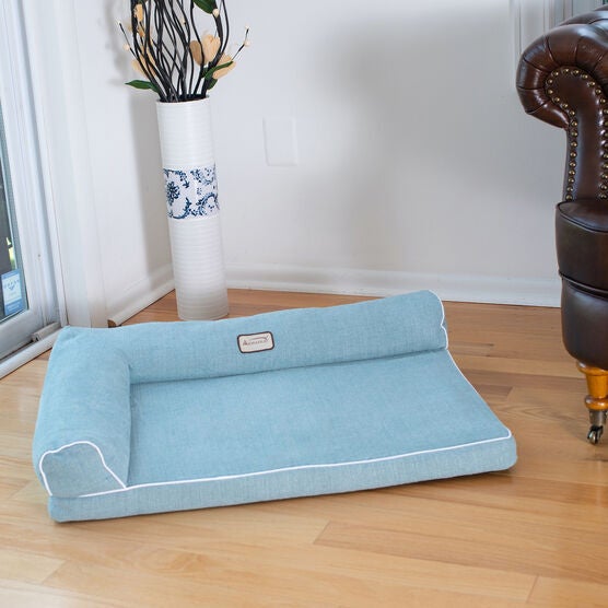 Bolstered Pet Bed Cushion With Poly Fill Cushion, Medium SoothIng Blue, BLUE, hi-res image number null