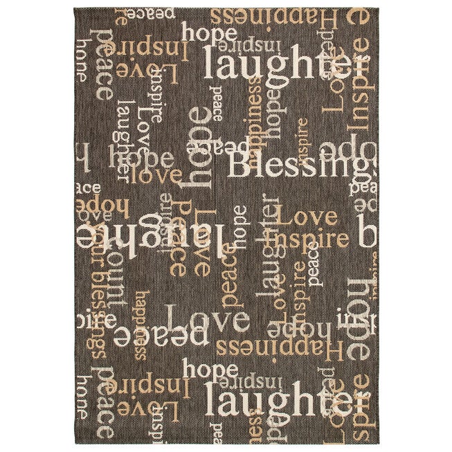 Liora Manne Portofino Sentiments Indoor/Outdoor Rug, BLACK, hi-res image number null