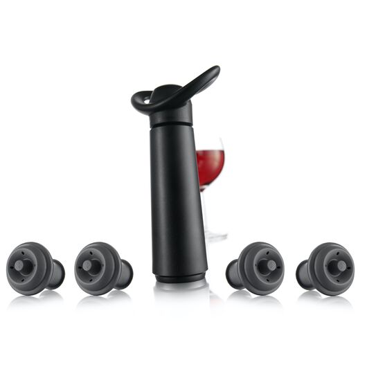 Wine Saver Concerto Black (1 pump, 4 stoppers), BLACK, hi-res image number null
