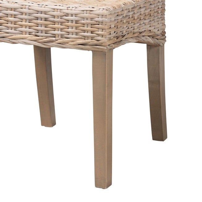 Santiago Bohemian Grey Natural Kubu Rattan and Mango Wood Dining Chair, , alternate image number 11
