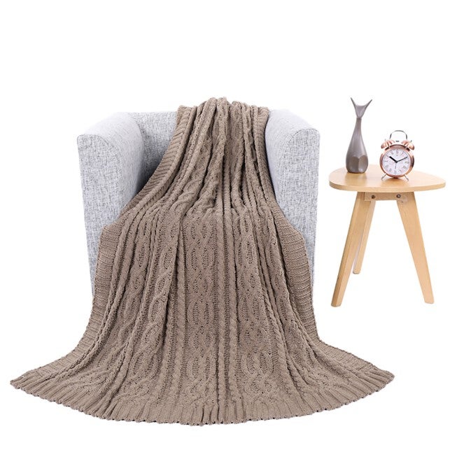 Battilo Home Knitted Chenille Throw Blanket for Sofa and Couch, Lightweight, Soft & Cozy Knit Throws, 51 inches x 67 inches, CAMEL, hi-res image number 0