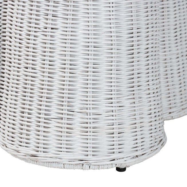 Palm Bohemian White Scallop Rattan Console Table, WHITE, alternate image number null