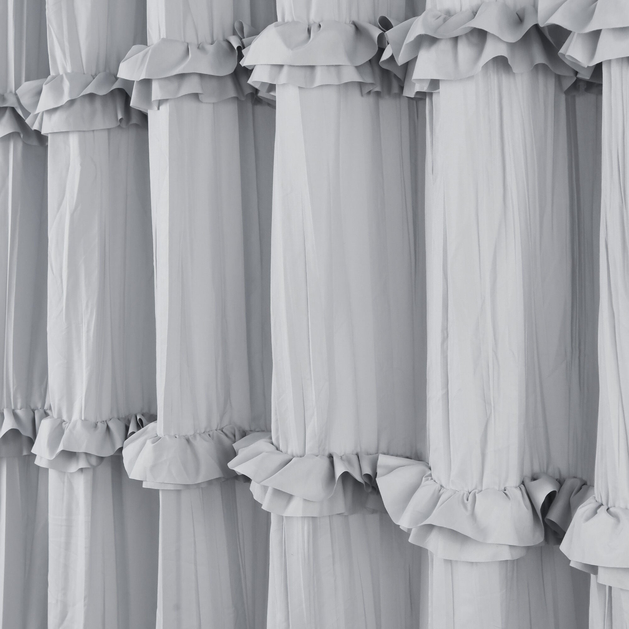 Recycled Ruffles and Pleats Shower Curtain, GRAY, alternate image number 3