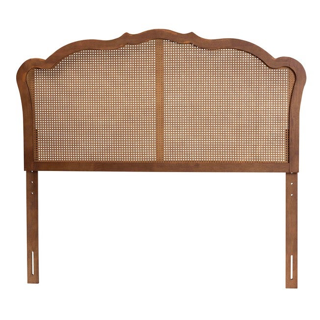 Leandra Classic And Traditional Ash Walnut Finished Wood Queen Size Headboard With Rattan, , on-hover image number null
