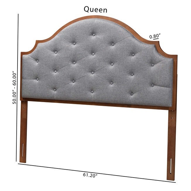 Premala Classic And Traditional Grey Fabric And Walnut Brown Finished Wood King Size Headboard, , alternate image number null