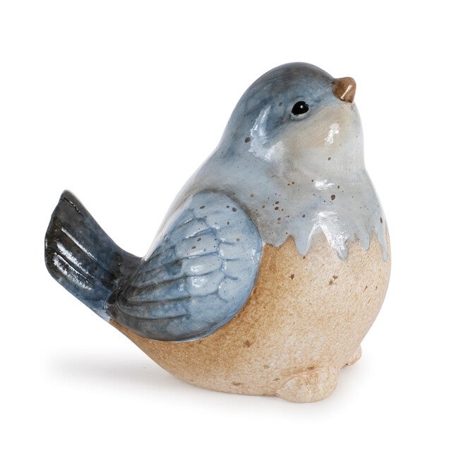 Ceramic Bird Figurines with Unglazed Accents (Set of 3), BLUE BEIGE, alternate image number null
