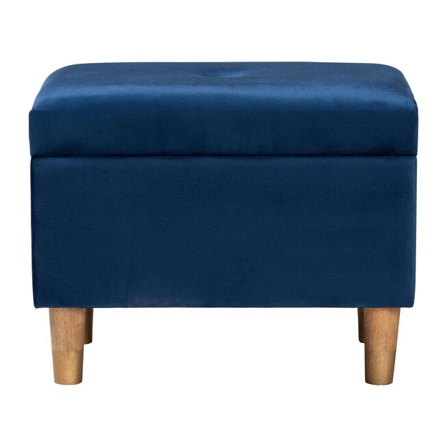 Baxton Studio Elias Modern Navy Blue Velvet Fabric Storage Ottoman, NAVY BLUE, alternate image number null