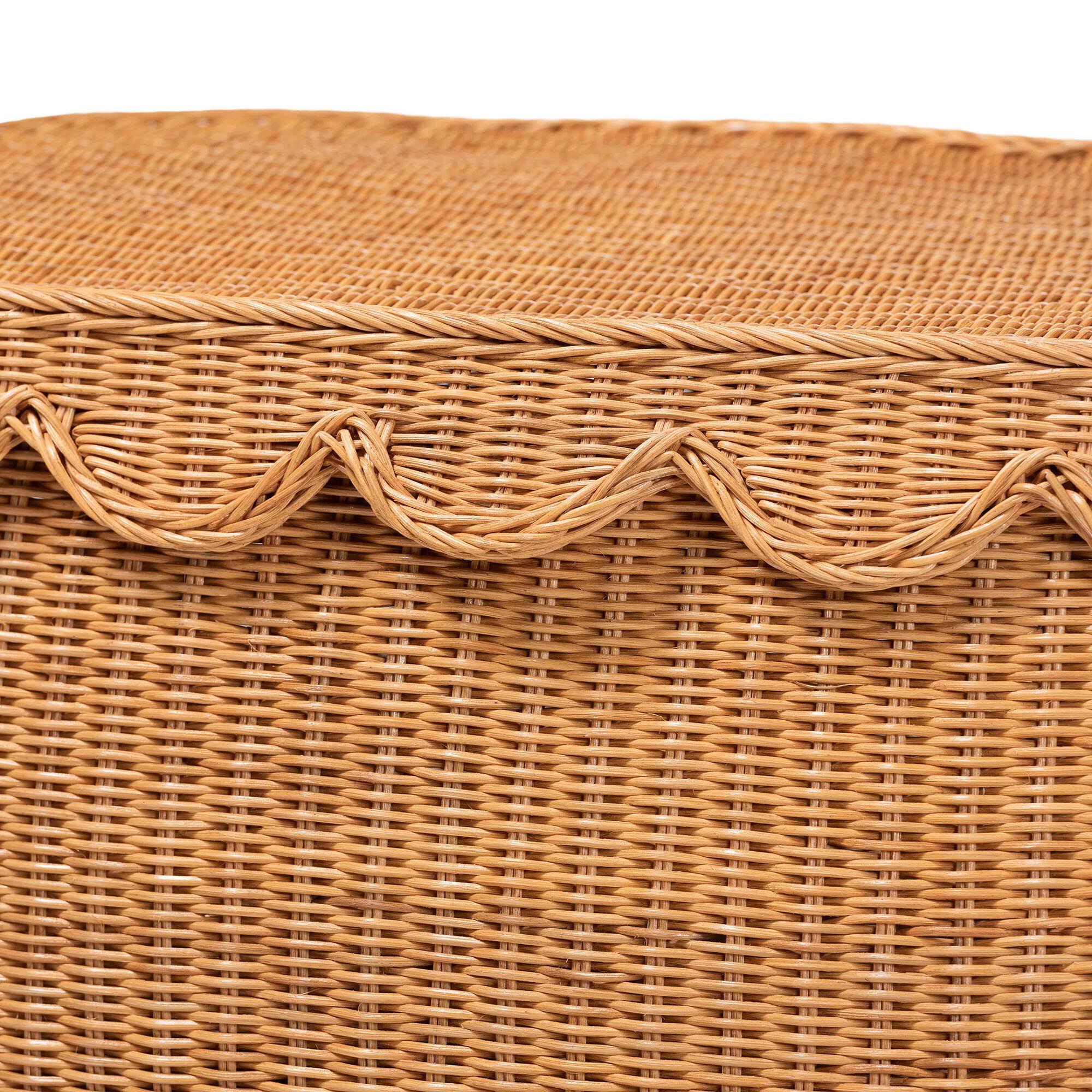 Ayleen Natural Rattan Basket with Scalloped Lid - Large, HONEY, alternate image number 5