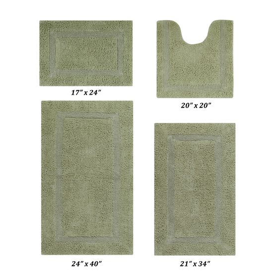 Lux Collections Bath Mat Rug 4 Piece Set (17" X 24" | 20" X 20" | 21" X 34" | 24" X 40"), SAGE, hi-res image number null
