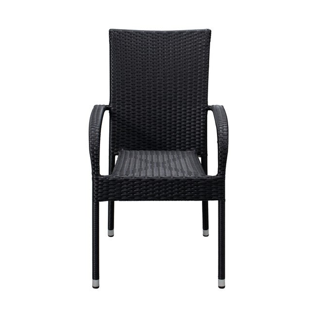 Morgan Outdoor Wicker Stacking Chair - Black - Set of 4, , alternate image number null