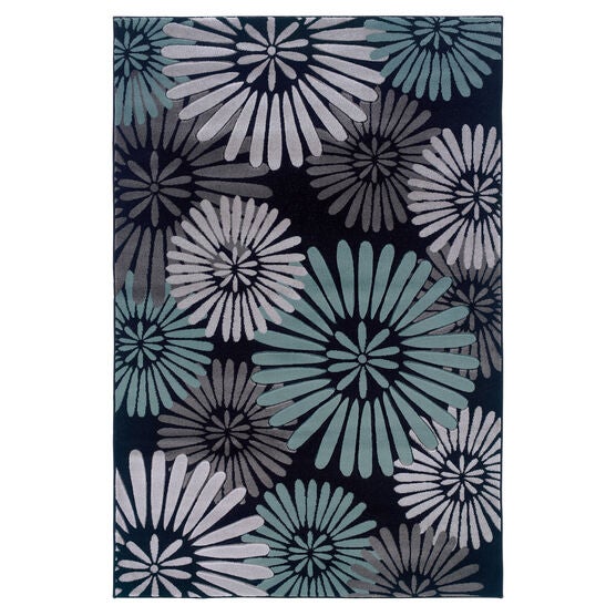 Milan Black/Aqua 5'X8' Area Rug, BLACK AQUA, hi-res image number null