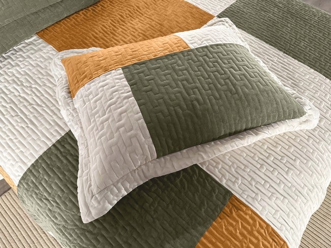 Modern Velvet Patchwork Bedspread, , alternate image number null