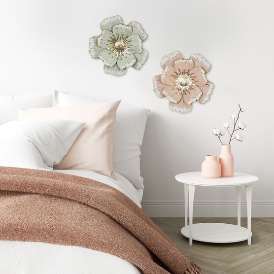 Layered Pink Metal Flower Wall Decor, , alternate image number null