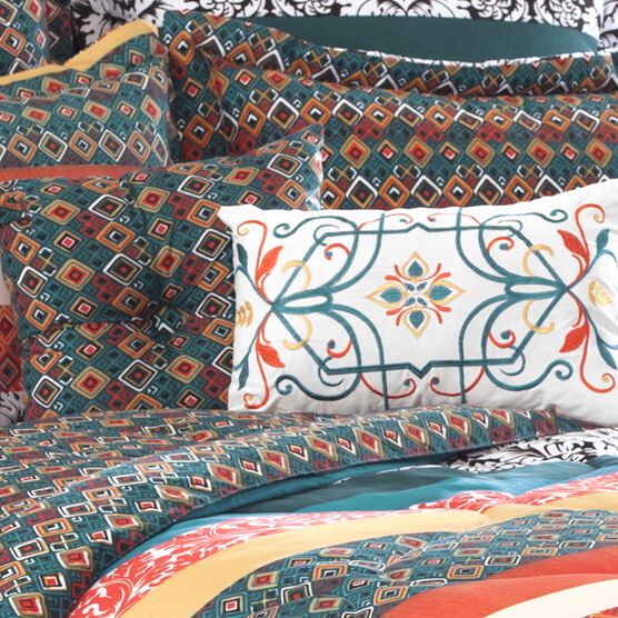 Lush Décor Boho Stripe Comforters Turquoise/ Tangerine 7 Piece Set, , on-hover image number null