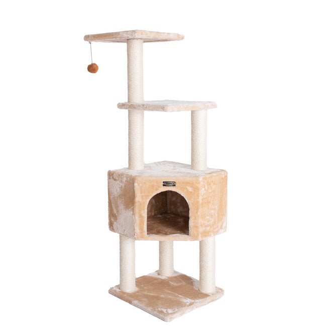 3 Levels Real Wood 48 inches Cat Tower For Kittens Play, , on-hover image number 1