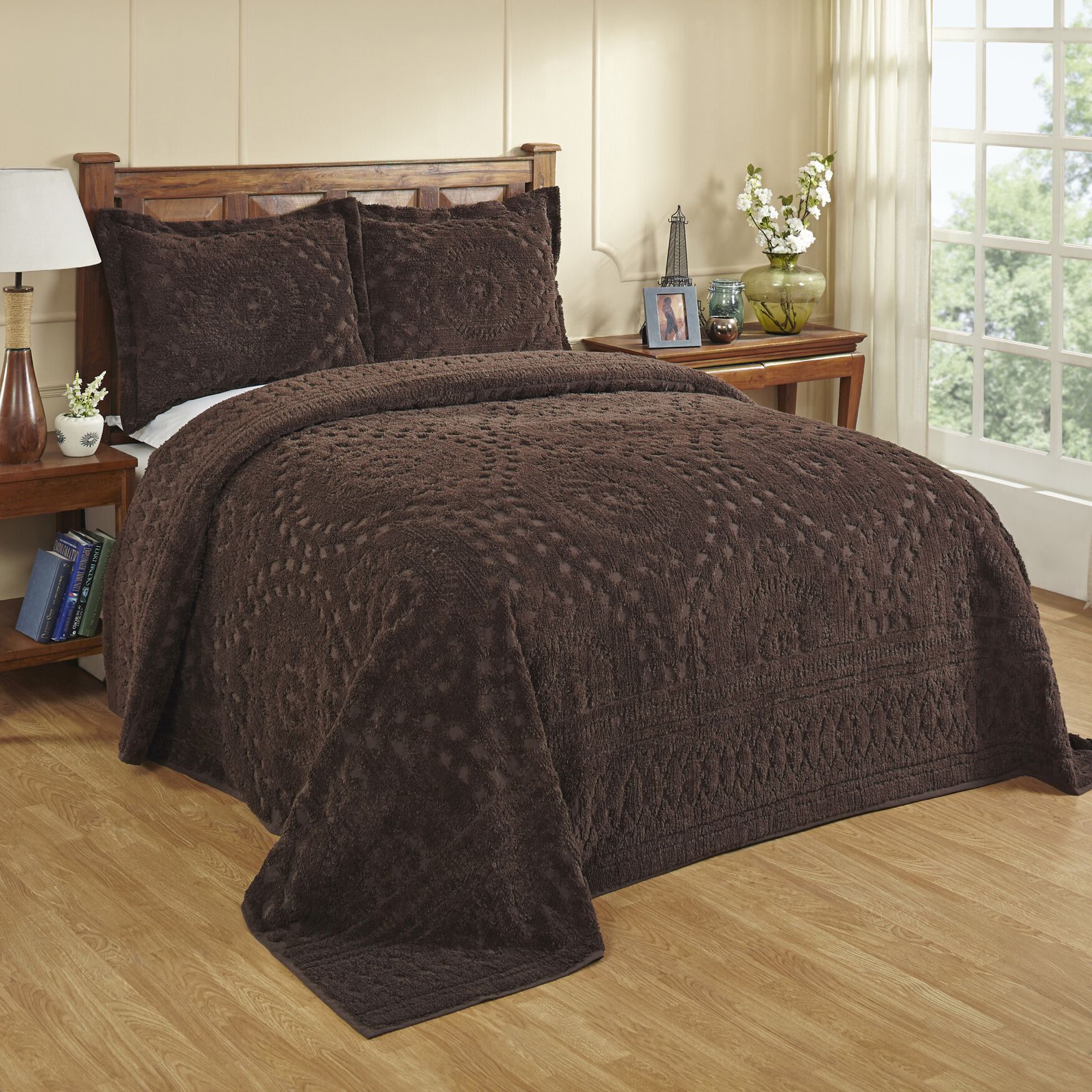 Rio Collection 100% Cotton Bedspread Set, CHOCOLATE, hi-res image number 0