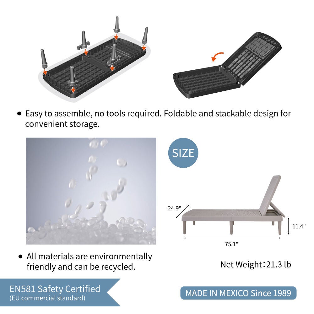 Tahiti Chaise Lounge, BLACK, alternate image number 4