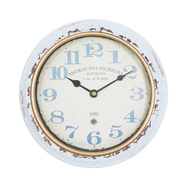Set Of 2 White Metal Vintage Wall Clock, , alternate image number 4