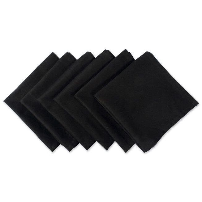 Black Napkin, Set of 6, BLACK, hi-res image number 0
