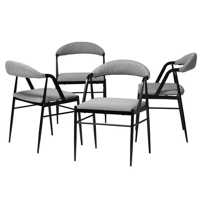 Orrin Modern Industrial Fabric and Metal Dining Chair, GREY, alternate image number null