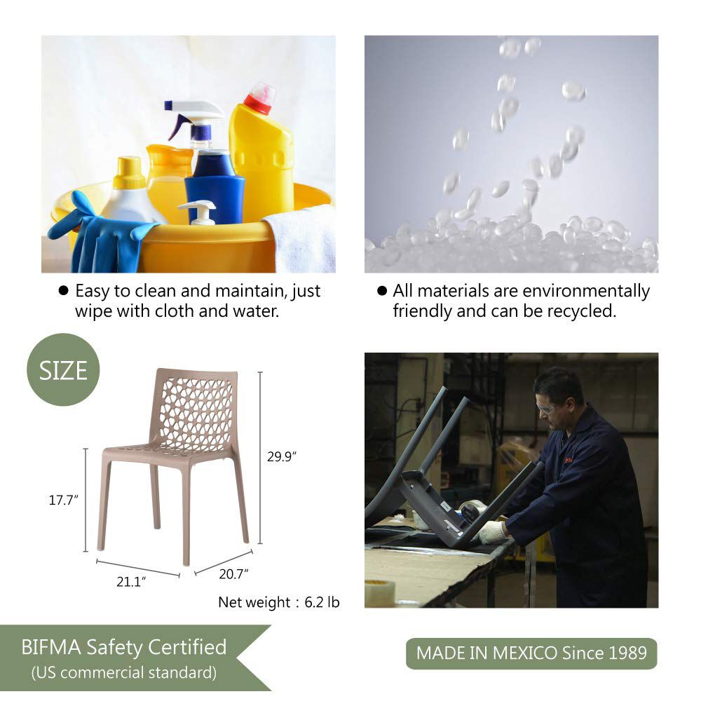 Set of 4 Milan Stackable Outdoor Dining Chairs, RED, alternate image number 4