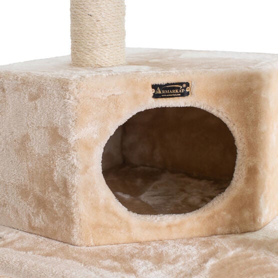 Real Wood 72" Cat Tower Entertainment Furniture With Lounge Basket, Perch, , alternate image number null