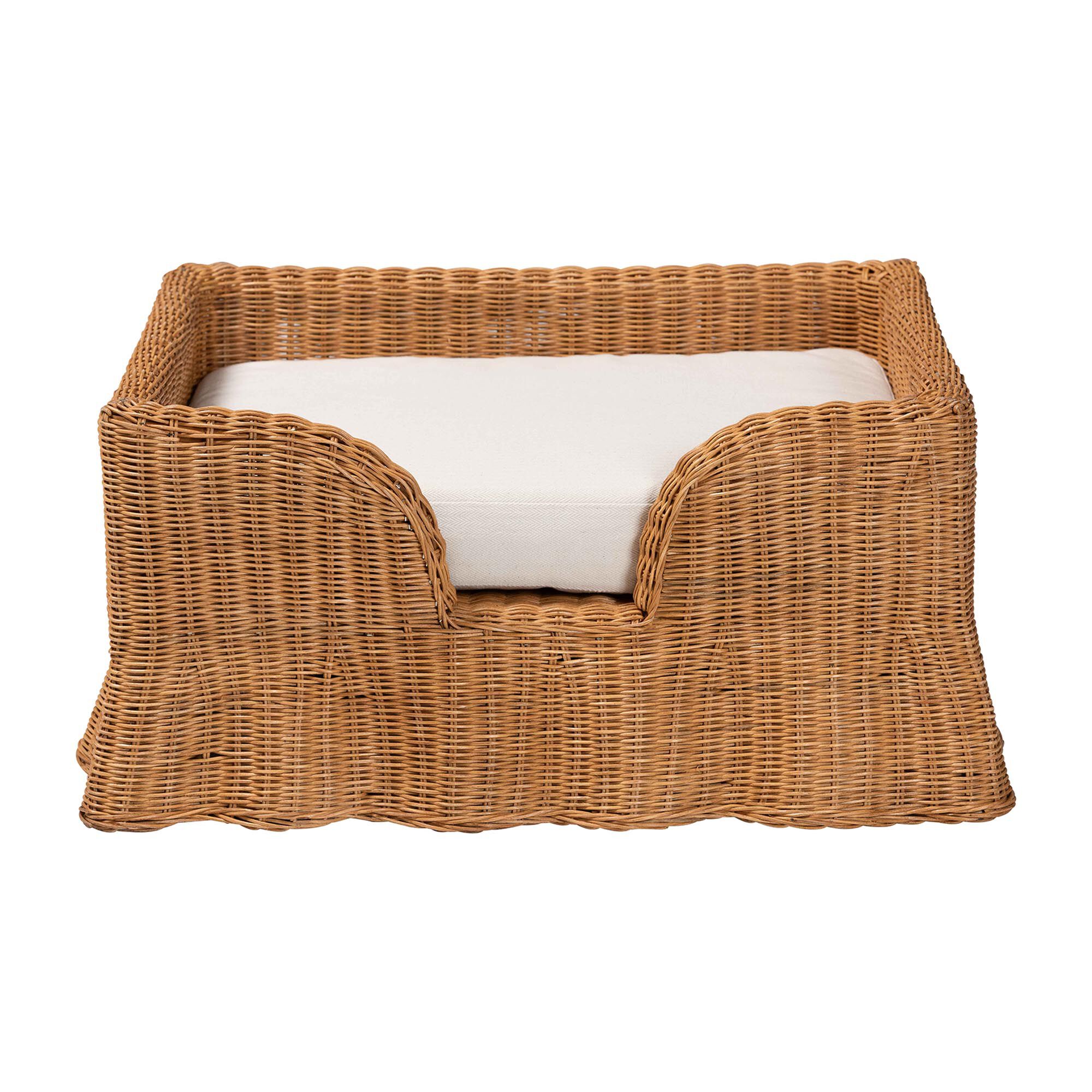 Belita Natural Rattan Pet Bed with Scalloped Base, 30.2 inches, HONEY, alternate image number 2