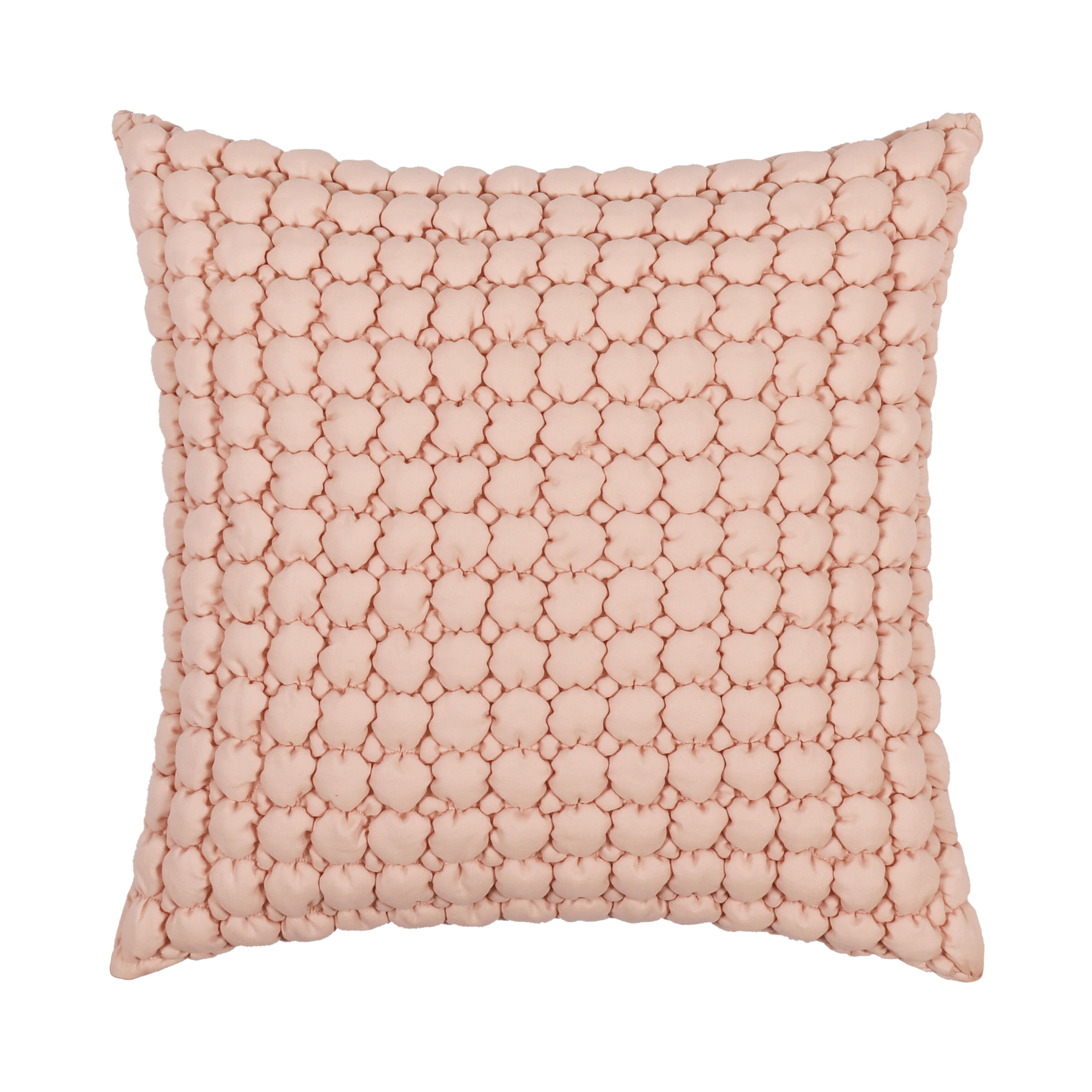 CLOUD PUFF 20 inches SQUARE QUILTED DECORATIVE THROW PILLOW, BLUSH, hi-res image number 0