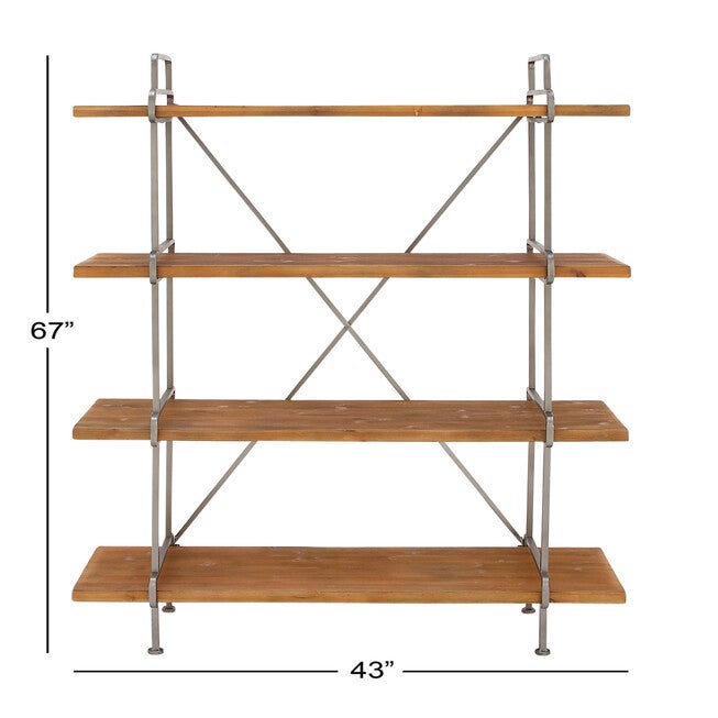 Dark Brown Wood Industrial Shelving Unit, 67 inches x 43 inches x 16 inches, , alternate image number 3