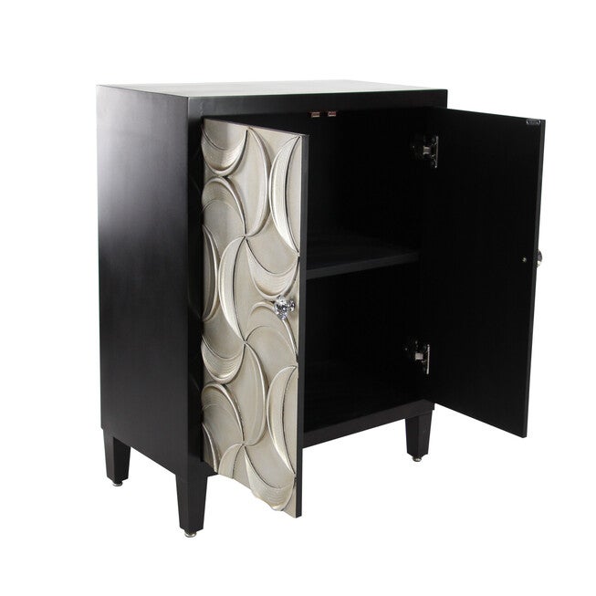 Modern Rectangular Black Wooden Crescent Moon Cabinet, 32 inchesH x 31 inchesL x 16 inchesW, , alternate image number 4