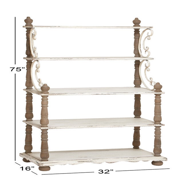 White Wood Farmhouse Shelving Unit, 75 inches x 32 inches x 16 inches, , alternate image number null