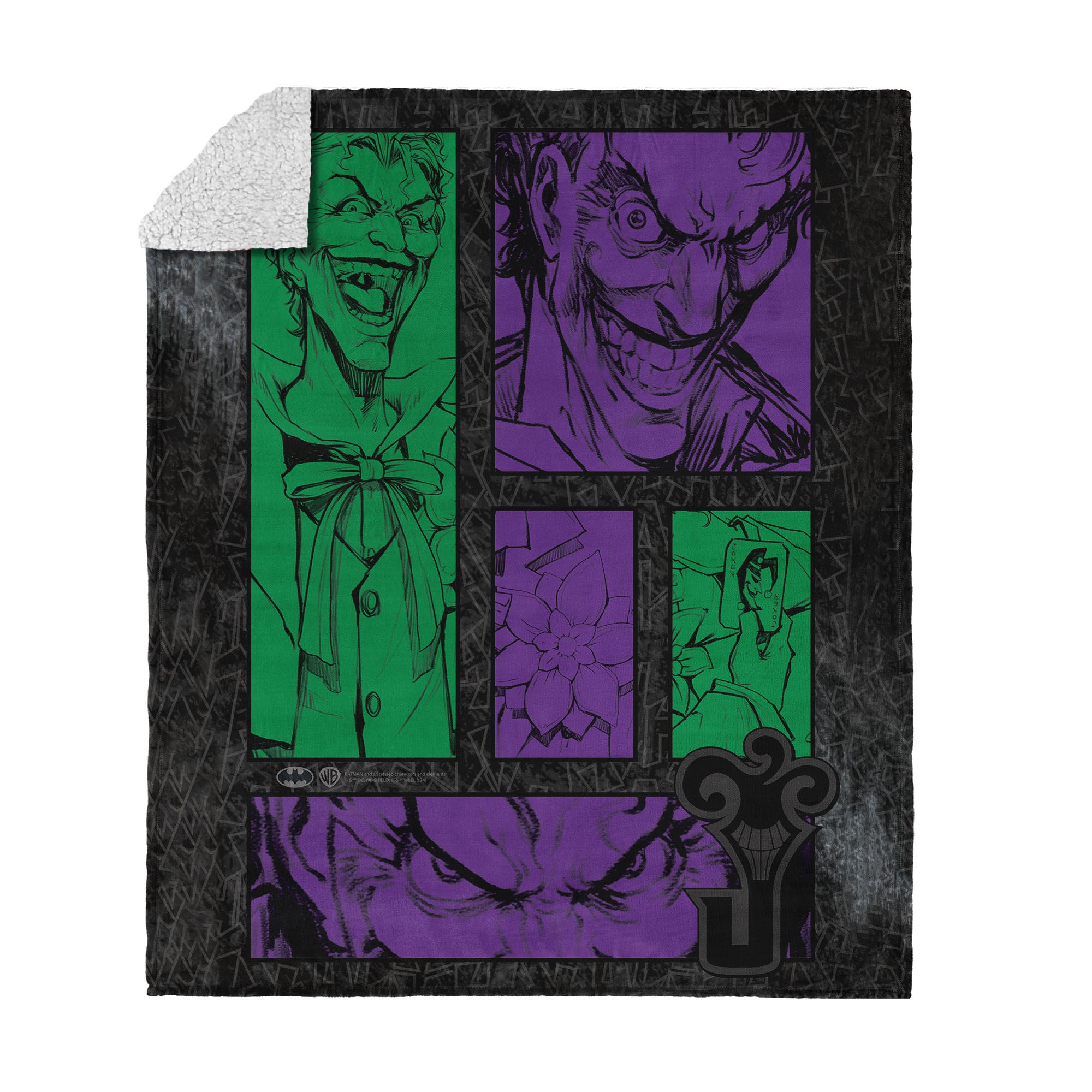 Warner Bros. DC Gotham Grin Silk Touch Sherpa Throw Blanket 50x60 Inches, GOTHAMTHROW, hi-res image number 0