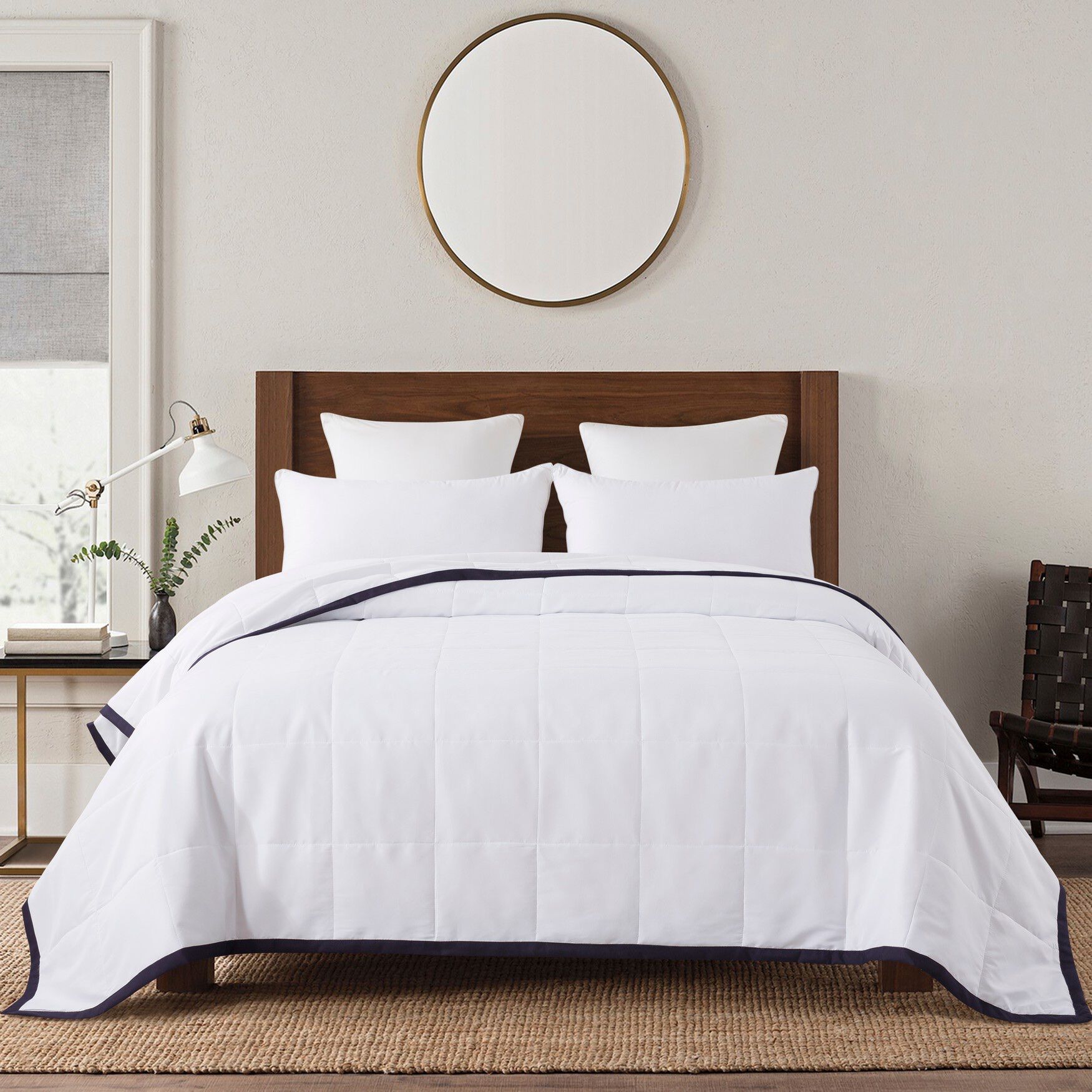 Framed Down Alternative Blanket , NAVY, hi-res image number 0