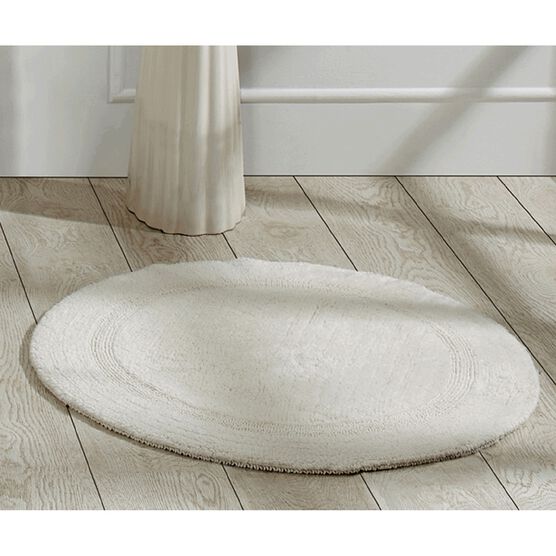 Lux Collections Bath Mat Rug 30" Round, IVORY, hi-res image number null